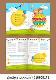 Creative colorful Brochure, Template or Flyer presentation with illustration of cute happy kids for Summer Fest.