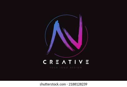 Creative Colorful AN Brush Letter Logo Design. Artistic Handwritten Brush Letters Logo Concept Vector. 