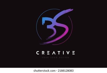 Creative Colorful BS Brush Letter Logo Design. Artistic Handwritten Brush Letters Logo Concept Vector. 
