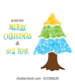 creative colorful bubble shape use to design christmas tree 