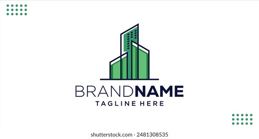 Logo de construcción colorido creativo, inspiración de diseño, ilustración de diseño, Vector