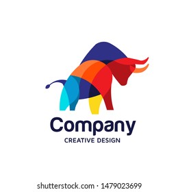 creative Colorful Bull Logo Symbol Vector Design Illustration