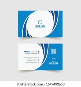 Creative Colorful Business Card Design Template. Blue business card.