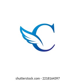 
creative colorful C logo template design with feather wings vector. modern logotype symbol. wing logo. symbol of freedom. flying icon. suitable for airlines and the like with the initials C