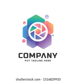 Creative colorful camera logo collection  for startup and business