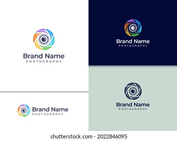 Creative colorful camera logo for photo studio or photographer