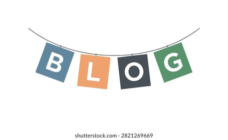 Creative colorful cards hanging on string spelling BLOG word for website header or social media banner.