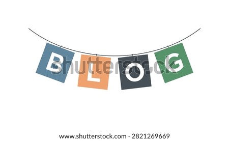 Creative colorful cards hanging on string spelling BLOG word for website header or social media banner.