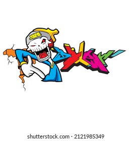 creative colorful character stickers on white background