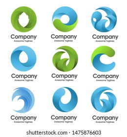 creative colorful circle nature element abstract logo set