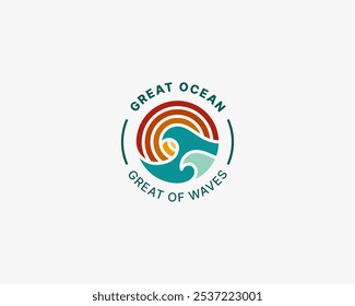 Creative colorful circle ocean waves logo