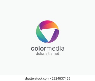 Creative colorful circle play logo