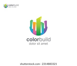 Creative colorful city building logo