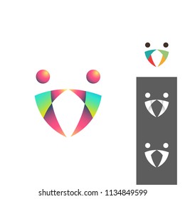 Creative Colorful Communication Connect People Vector logo template. Social relationship logo and icon. Community. Teamwork. Social. Partnership. With isometric, gradient, paper style.