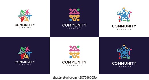 Creative colorful community logo collection