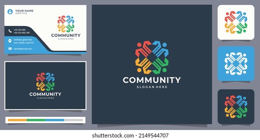 creative colorful community logo design inspiration with business card design.