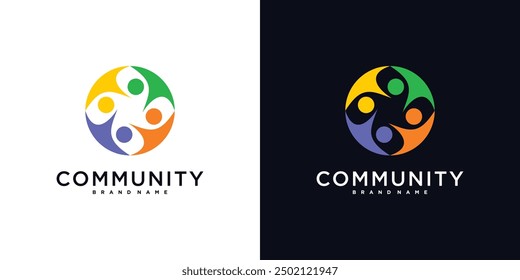 Creative bunte Community Logo Design Template Zeichen und Symbol. Premium-Vektor