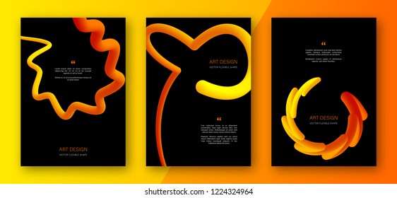 Creative colorful cover set. Trendy abstract design flyers with fluid multicolored gradient shapes. Abstract backgrounds with curved forms