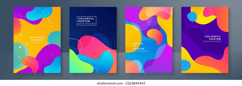 Kreative farbige Cover oder Plakate, die im modischen minimalen Farbverlauf geometrischen Stil für Hintergrund, Corporate Identity, Branding, Social Media Werbung, Promo. Moderne Vorlage mit dynamischen Formen
