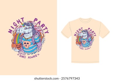 creative colorful creature illustration t shirt design