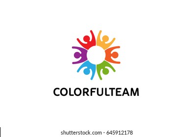 Creative Colorful Crowd Happy Logo Design Illustration