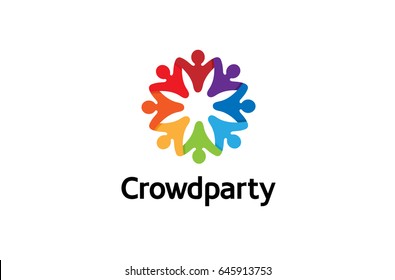 Creative Colorful Crowd Logo Design Illustration