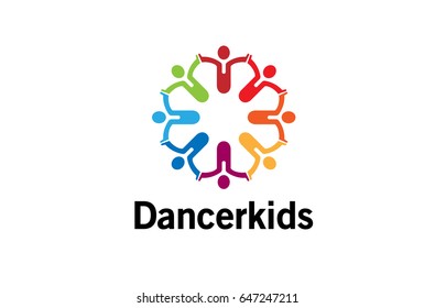 Creative Colorful Crowd Logo Design Illustration