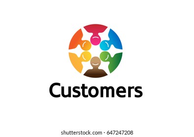 Creative Colorful Crowd Logo Vector Symbol Design Illustration