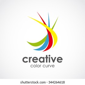 Creative of colorful curve abstract vector and logo design or template innovation art business icon of company identity symbol concept
