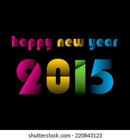 creative colorful cut design new year 2015 greeting design vector
