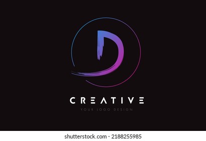 Creative Colorful D Brush Letter Logo Design. Artistic Handwritten Brush Letters Logo Concept Vector. 