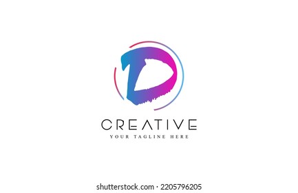 Diseño del logotipo de la carta del pincel D de color creativo.