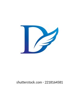 
creative colorful D logo template design with feather wings vector. modern logotype symbol. wing logo. symbol of freedom. flying icon. suitable for airlines and the like with the initials D