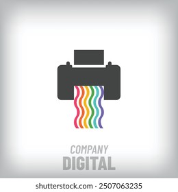 Logotipo moderno colorido creativo de la copiadora digital. Empresa Corporativa y conjunto de iconos de impresión. Vector