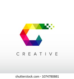 Creative Colorful Digital Letter G Icon Vector
