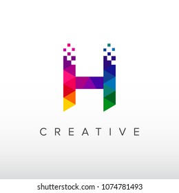 Creative Colorful Digital Letter H Icon Vector
