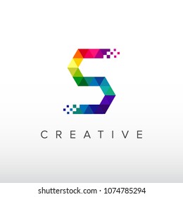 Creative Colorful Digital Letter S Icon Vector