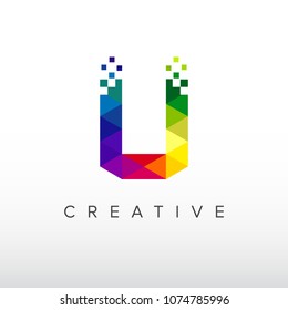 Creative Colorful Digital Letter U Icon Vector