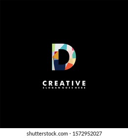 creative colorful digital monogram D logo letter design concept