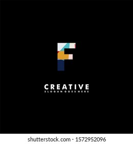 creative colorful digital monogram F logo letter design concept