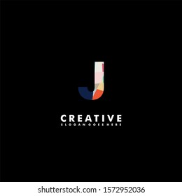 creative colorful digital monogram J logo letter design concept