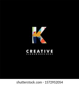 creative colorful digital monogram K logo letter design concept