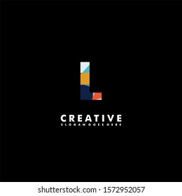 creative colorful digital monogram L logo letter design concept