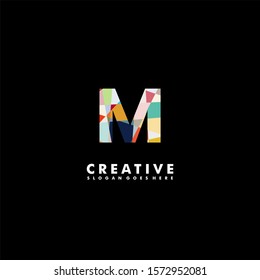 creative colorful digital monogram M logo letter design concept