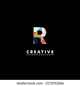 creative colorful digital monogram R logo letter design concept
