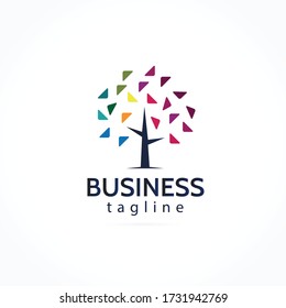 creative colorful digital tree logo