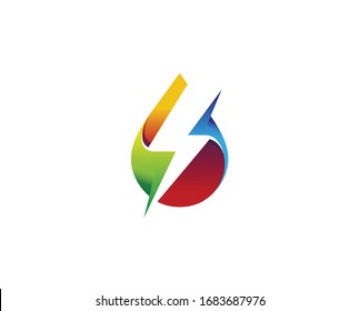 Creative Colorful Drop Thunder Logo Design Vector Illustration