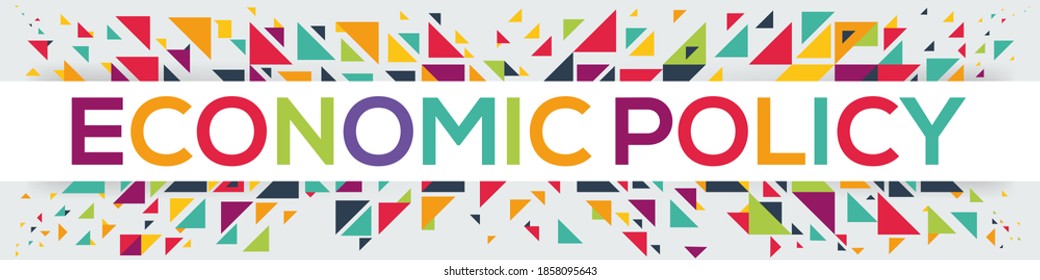 diseño de texto creativo colorido (política económica), escrito en inglés, ilustración vectorial.