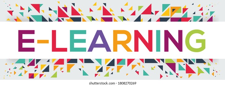 creative colorful (E-learning) text design,written in English language, vector illustration.