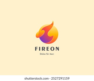 Creative colorful fire global logo gradient